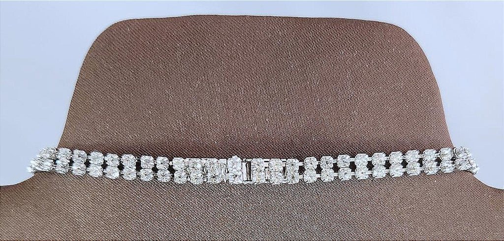 Fabulous Vintage Rhinestone Geometric Weave Pattern Bib Necklace