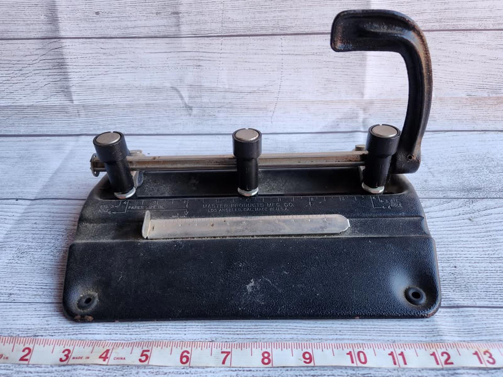 Vintage Adjustable 3 Hole Punch Master Products Cast Iron