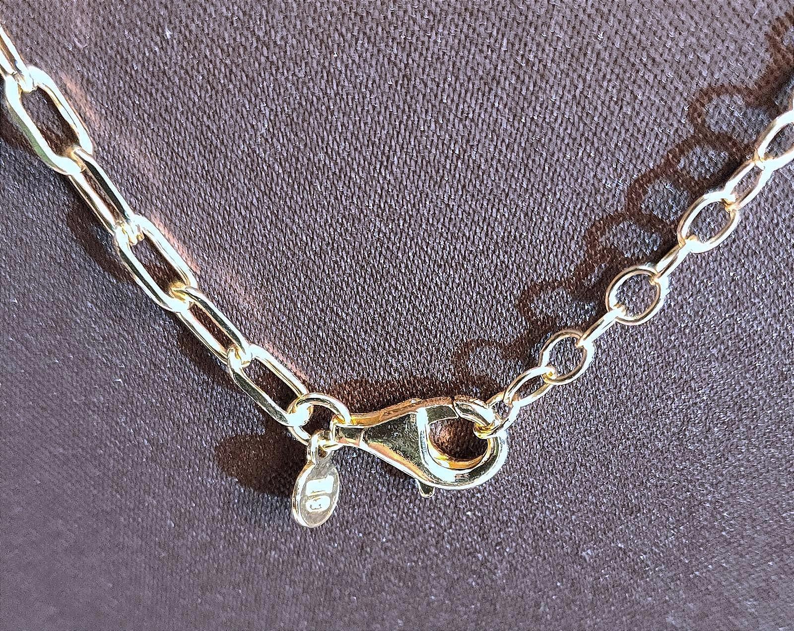 Awesome Gold Sterling Lariat Necklace - Box & Paperclip Chain, 16 Inch, Ladies