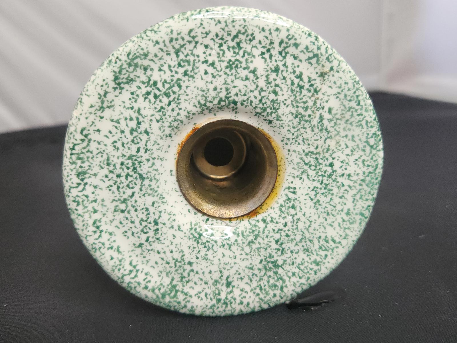 Vintage Painted Candle Holder Ceramic/Porcelain Floral Scalloped Lip