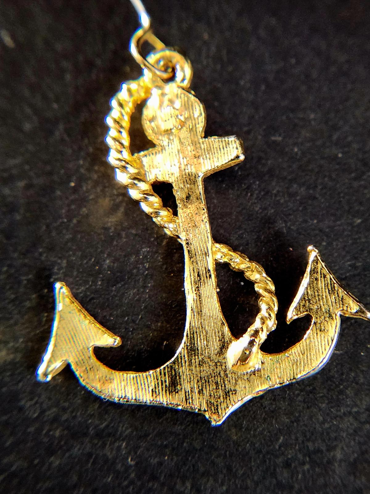 Pretty Anchor Earrings Gold Tone - Ahoy Maty - Dangle