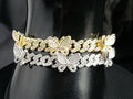 Captivating CZ Butterfly, Cuban-Link Bracelet Gold Plated 7in. Ladies