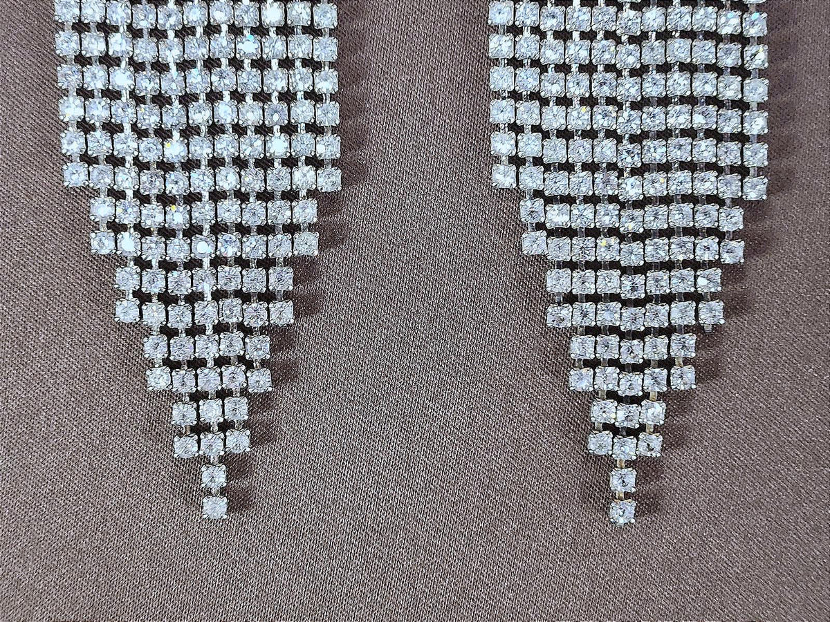 Stunning Vintage Chandelier Rhinestone Earrings, Clear Square-Cut Stones
