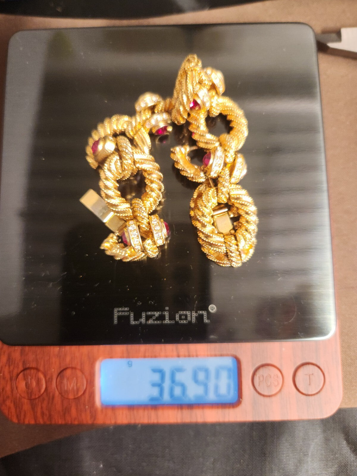 Jacqueline Kennedy Camrose & Kross Red Rhinestone Rope Twist Bracelet Vintage, Hallmarked