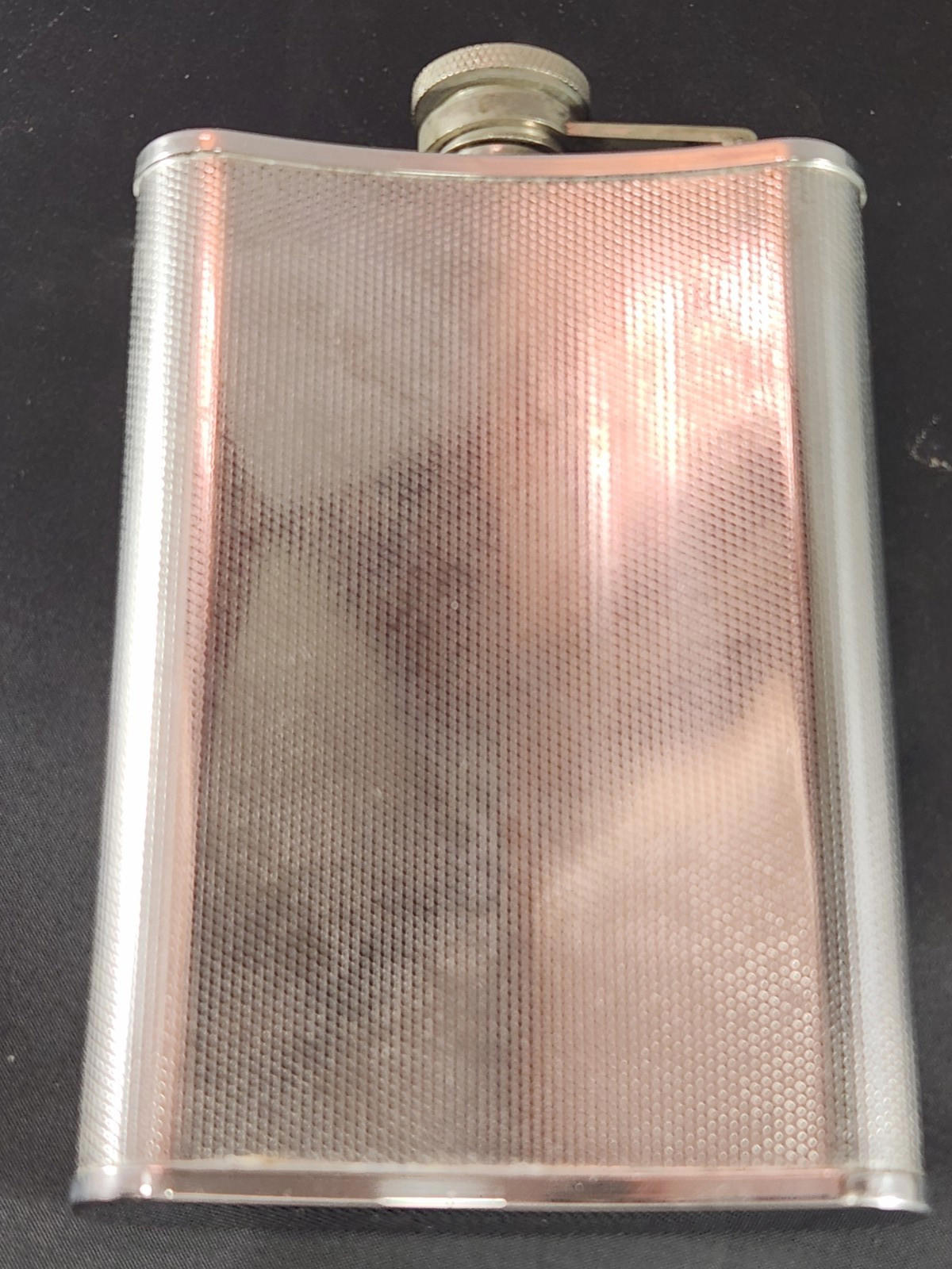 Vintage Stainless Steel 8oz Flask Curved With Screw Cap