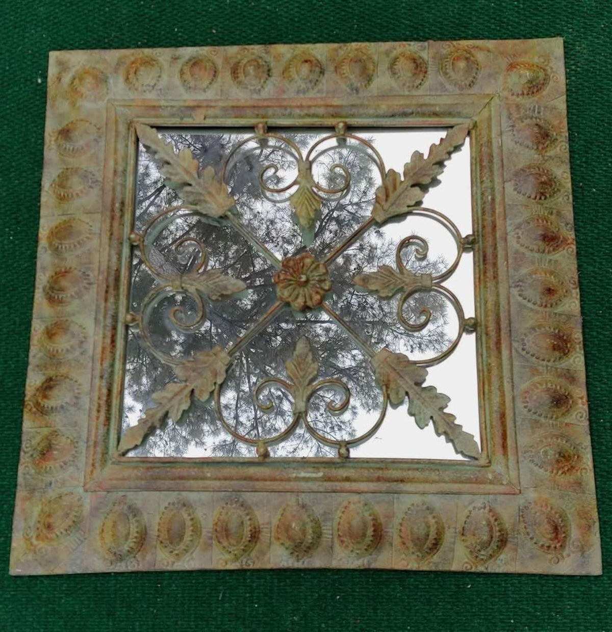 Beautiful Metal Mirror Distressed Look, Wonderful Raised Detailed