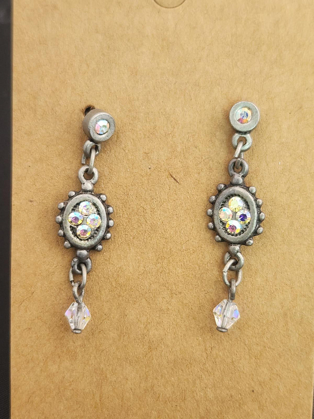 Vintage Dainty Art-Deco Style Earrings Crystal Dangling