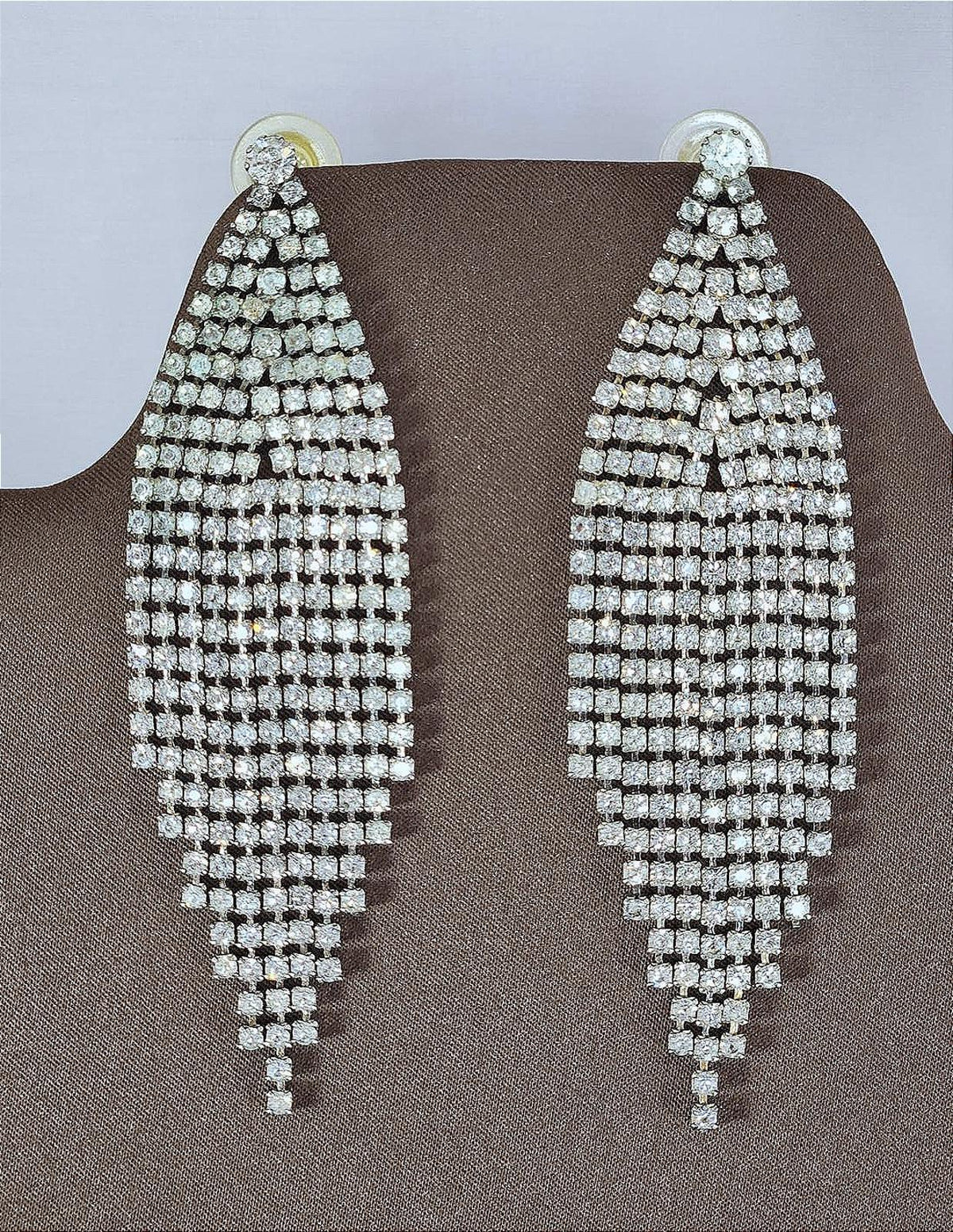 Stunning Vintage Chandelier Rhinestone Earrings, Clear Square-Cut Stones