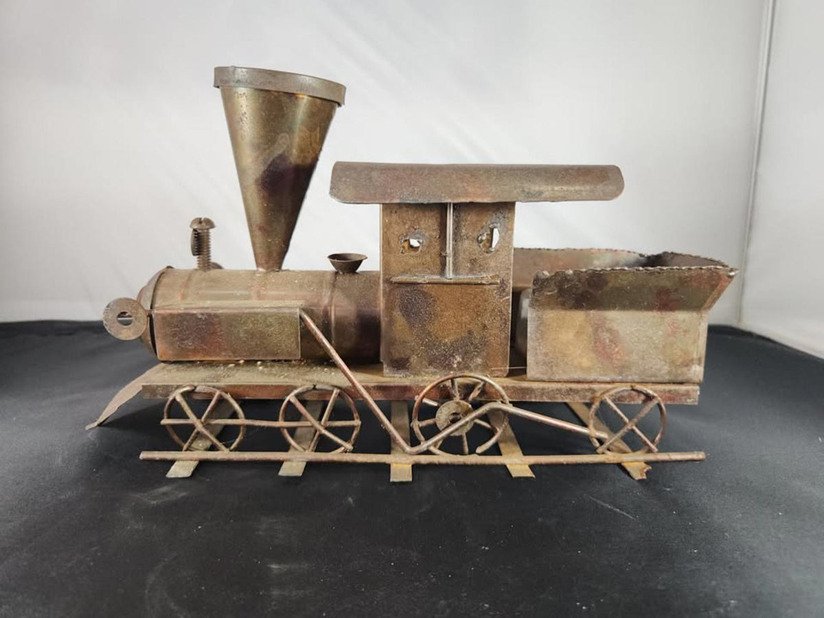 Vintage Retro Metal Copper Music Box Train Locomotive Collectible