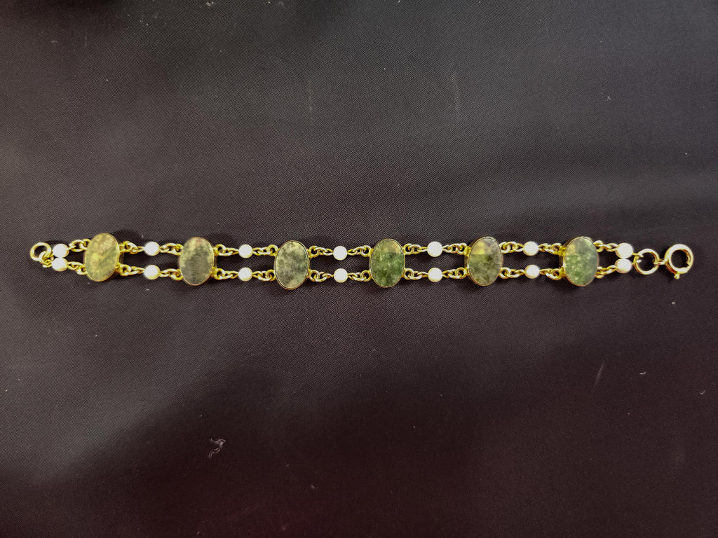Vintage 1960s 12k GF, Double-Row, Pearl and Jade Bracelet