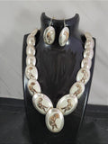 Vintage Native American Pillow Bead Sterling Necklace & Earrings With Kokopelli