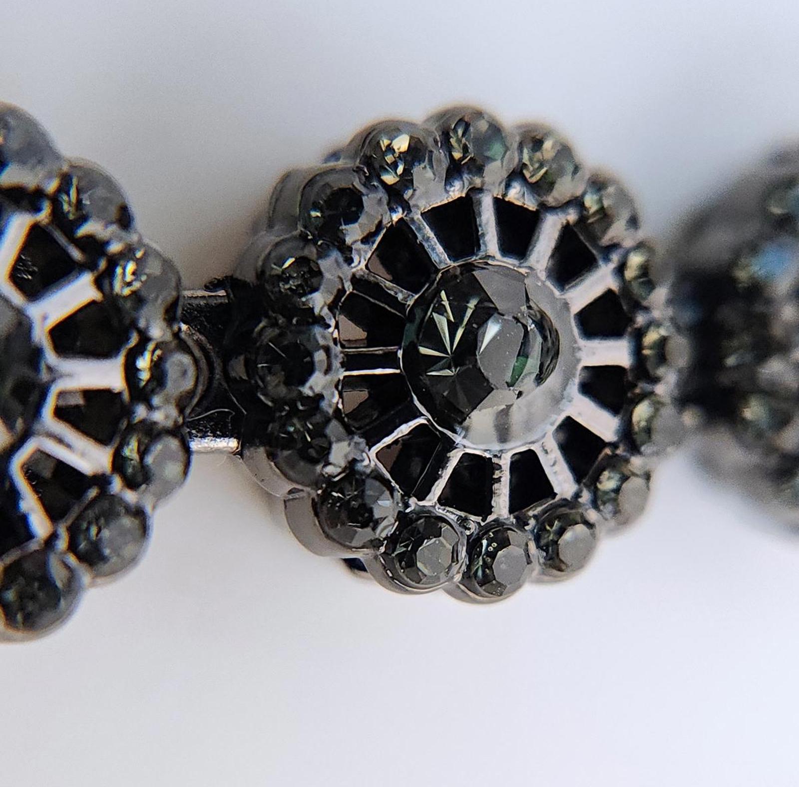 Incredible Gunmetal Black Hubcap/Blossom Necklace Stainless & CZ- Unisex 18 in.