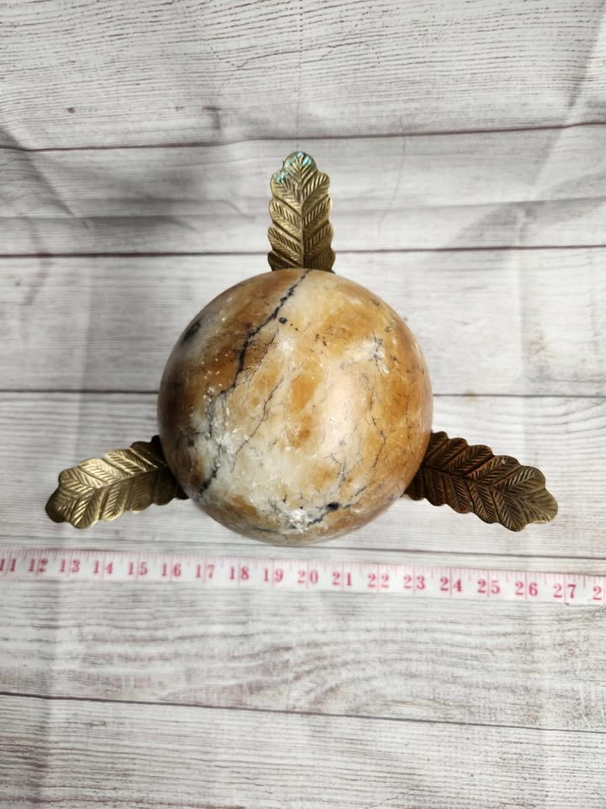 Statement Piece Orb Marble/Stone Brass Stand
