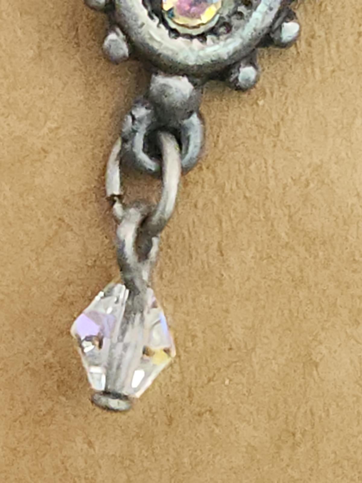 Vintage Dainty Art-Deco Style Earrings Crystal Dangling