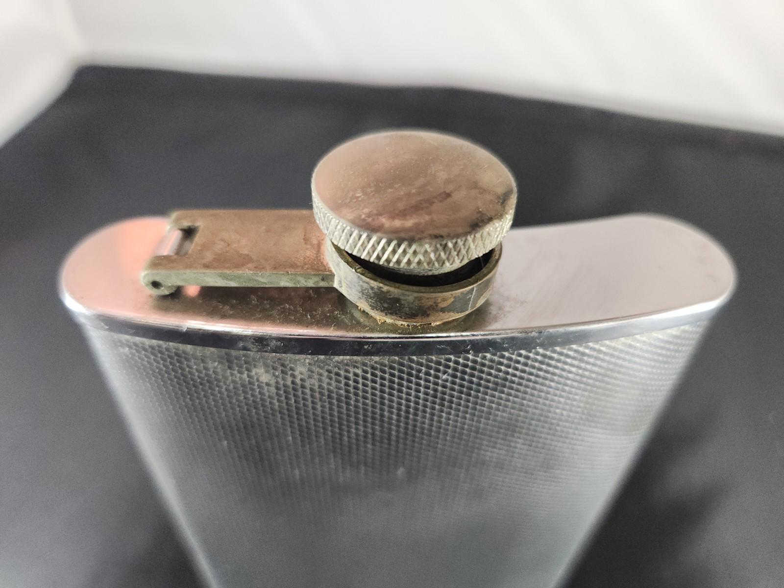 Vintage Stainless Steel 8oz Flask Curved With Screw Cap