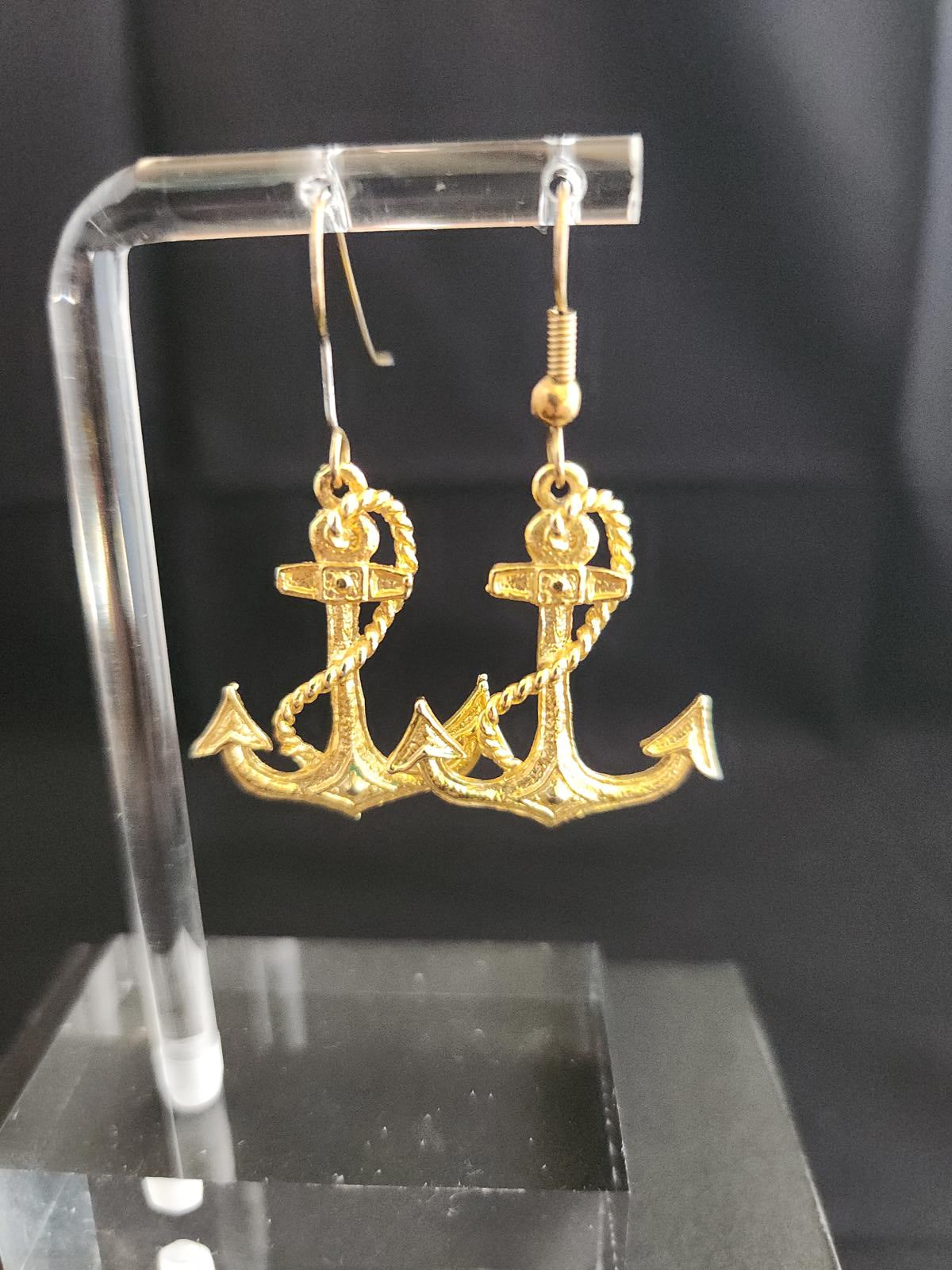 Pretty Anchor Earrings Gold Tone - Ahoy Maty - Dangle