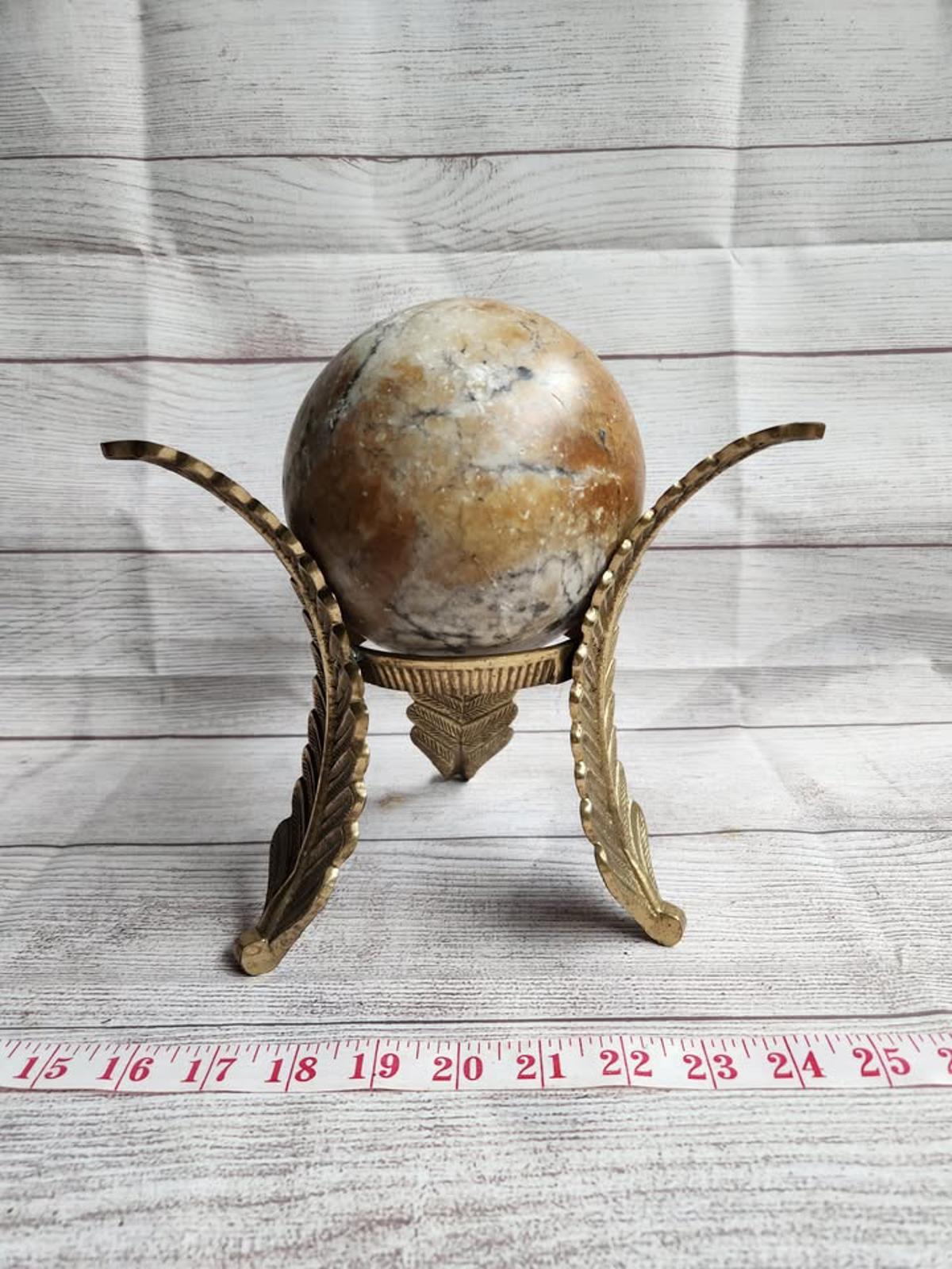 Statement Piece Orb Marble/Stone Brass Stand