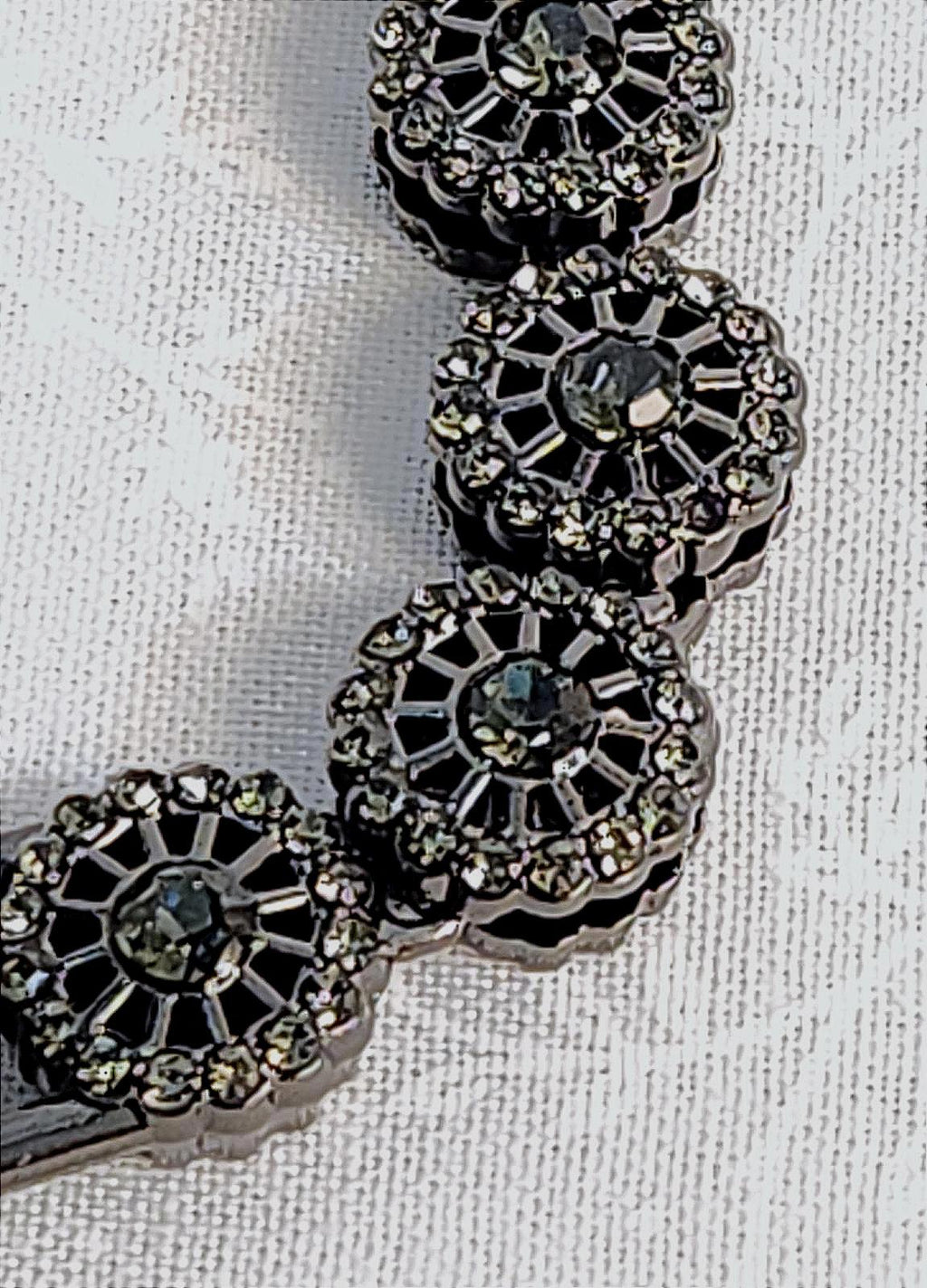 Incredible Gunmetal Black Hubcap/Blossom Necklace Stainless & CZ- Unisex 18 in.