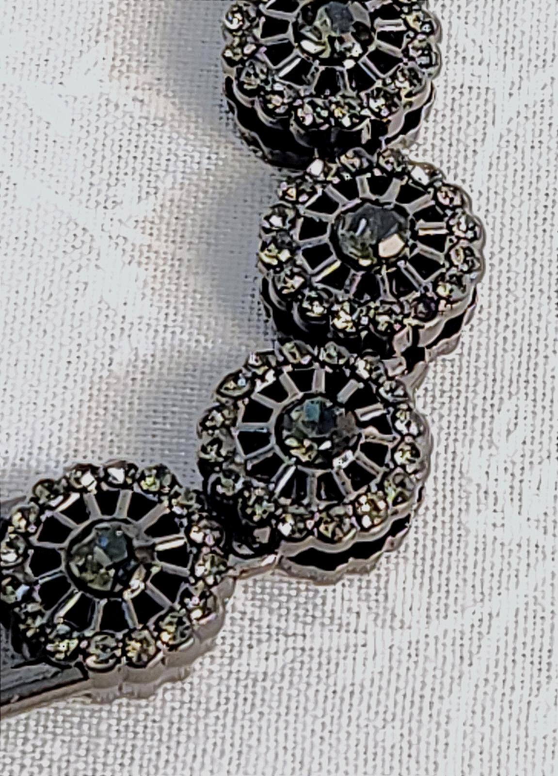 Incredible Gunmetal Black Hubcap/Blossom Necklace Stainless & CZ- Unisex 18 in.