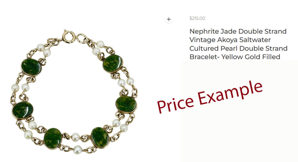 Vintage 1960s 12k GF, Double-Row, Pearl and Jade Bracelet