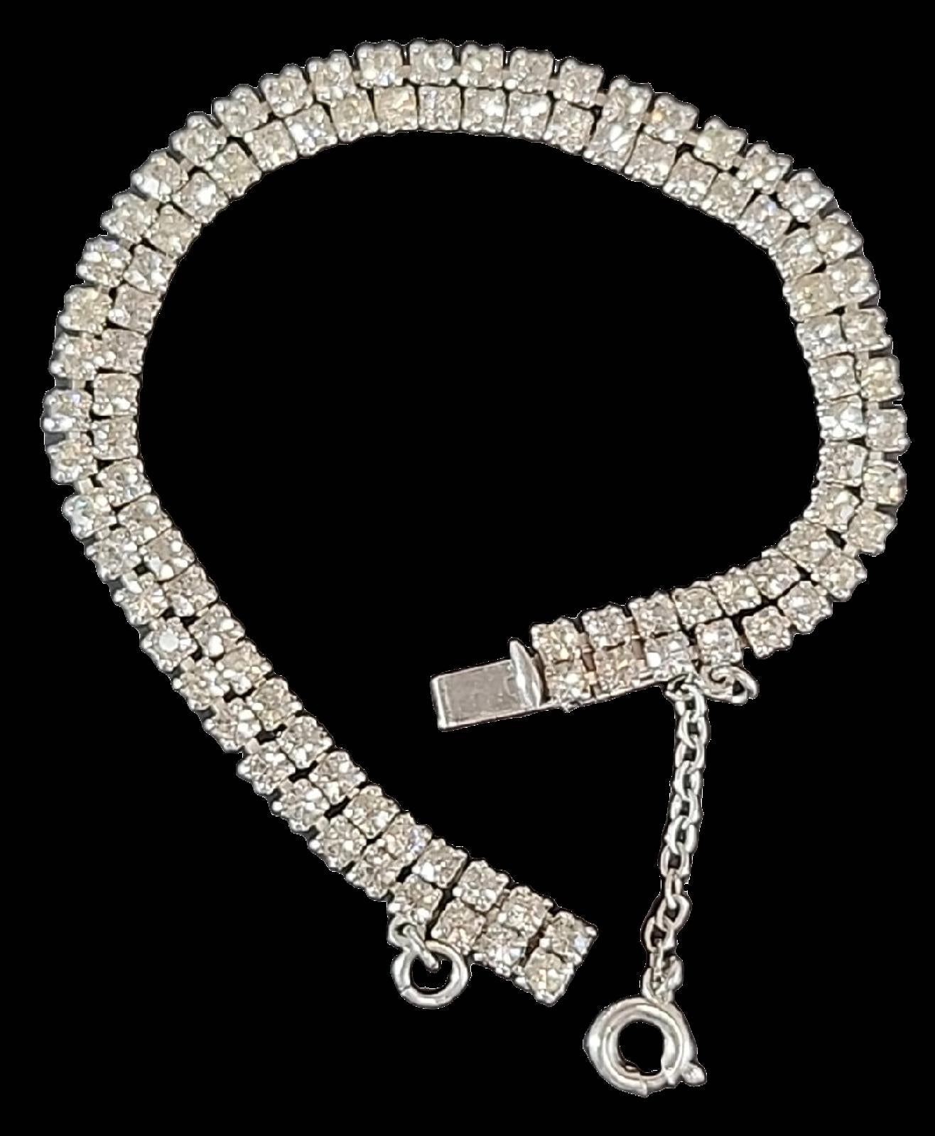 Sparkling Double Strand Rhinestone Necklace Vintage 7.5 Inches
