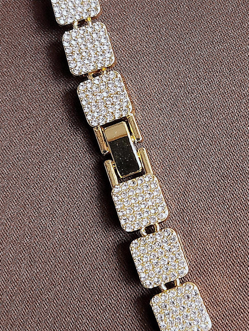 Bold, Hip Hop, Iced-Out, Square Pave Cluster Necklace Unixex Sterling & CZ 20 in