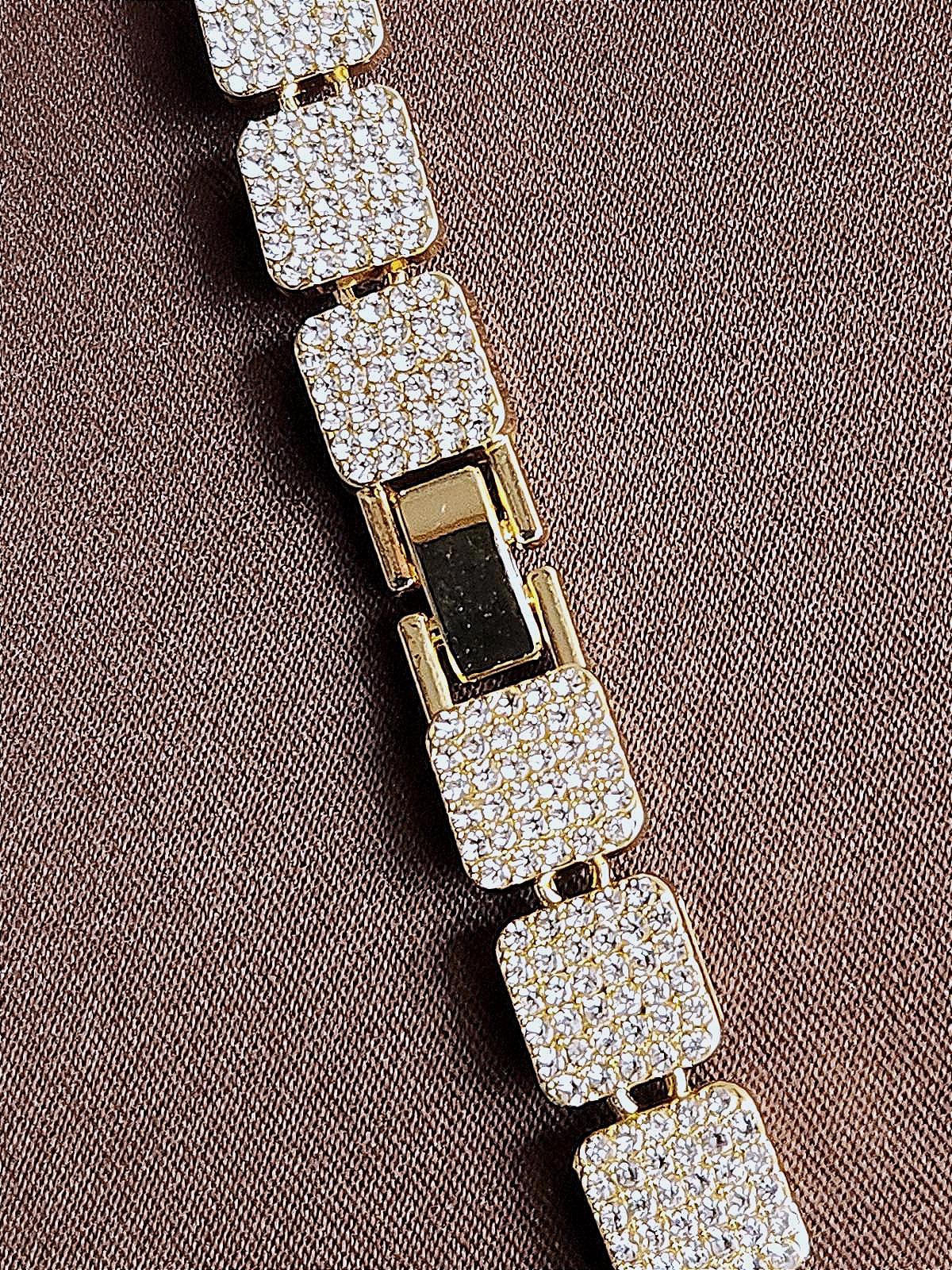 Bold, Hip Hop, Iced-Out, Square Pave Cluster Necklace Unixex Sterling & CZ 20 in