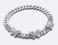 Wonderful CZ Butterfly, Cuban-Link Bracelet, Silver Plated 7in. Ladies Hip Hop