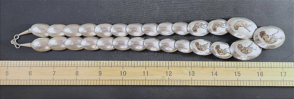 Vintage Native American Pillow Bead Sterling Necklace & Earrings With Kokopelli
