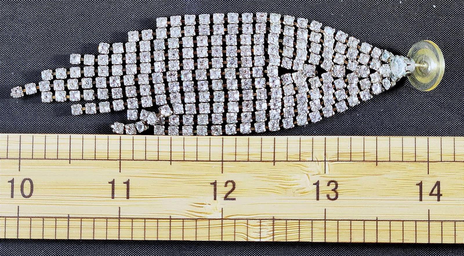 Stunning Vintage Chandelier Rhinestone Earrings, Clear Square-Cut Stones
